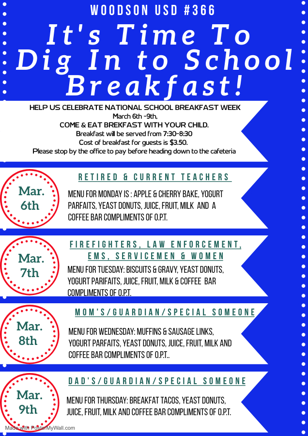 National School Breakfast Week March 6-9th 